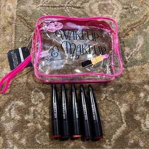 5 Makeup Forever Lip Sticks and Wakeup to Makeup Cosmetics Bag